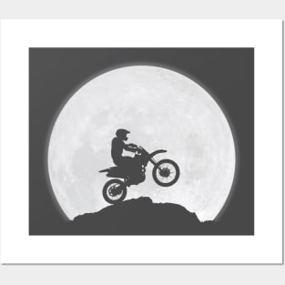 Motorcyclist and the moon Posters and Art